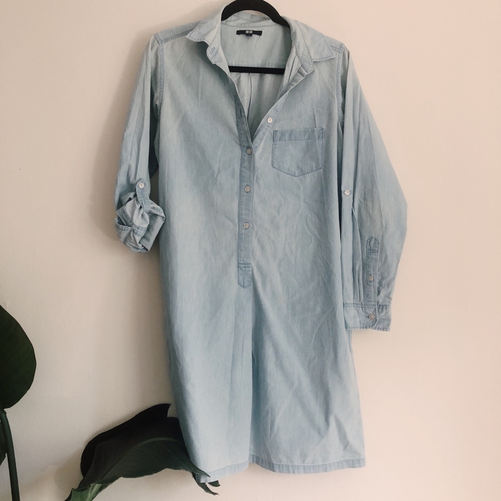 Uniqlo Denim Chambray Shirt Dress
